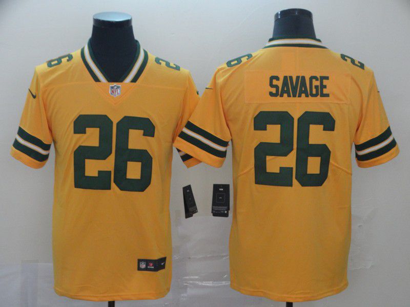 Men Green Bay Packers #26 Savage Yellow Grey Nike Vapor Untouchable Limited NFL Jersey->green bay packers->NFL Jersey